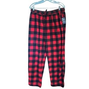 NEW CLUB ROOM MENS COZY FLEECE RED/BLACK PLAID PAJAMA PANTS SIZE LARGE